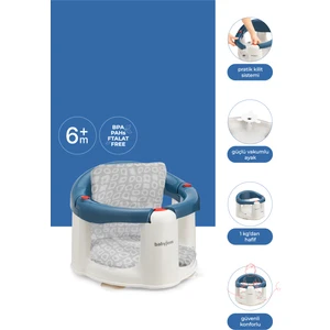 Baby Jem Önden Açılır Banyo ve Mama Oturağı Mavi Minderli 2'li Set