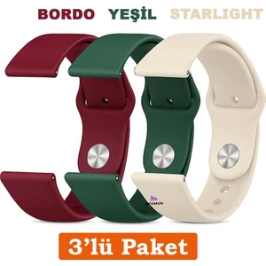 Huawei Watch 3 Gt Gt2 GT2E Gt3 Gt4 Gt5 Pro Se Elite 46MM Uyumlu 22MM 3'lü Paket Silikon Kordon Seti