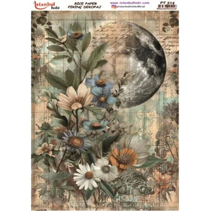 Pirinç Dekopaj Kağıdı 30X42CM PT-514 Yazı Çiçek