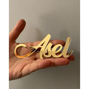 Pleksi Isim Etiket 12X5 cm Kendinden Yapışkanlı Süs ( 1 Adet )