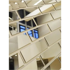 Dekoratif Tuğla Desenli Gümüş Pleksi 5 Adet 5X10CM Kendinden Yapışkanlı )