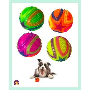Lion Pets Renkli Dikenli Köpek Oyun Topu 6 cm – Sesli, Işıklı, Dental ve Dayanıklı Oyuncak