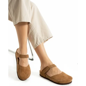 Lugano Hakiki Deri Mantar Taban Ortopedik Terlik