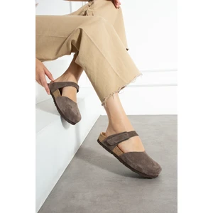 Lugano Hakiki Deri Mantar Taban Ortopedik Terlik