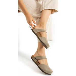 Lugano Hakiki Deri Mantar Taban Ortopedik Terlik