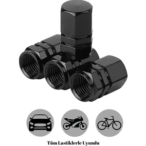 Alüminyum Altıgen Sibop Kapağı 4'lü Siyah Sibob Kapağı