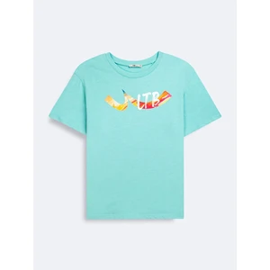 Kısa Kollu Sıfır Yaka Sıgn Baskılı Yeşil T-Shırt