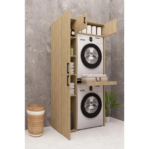 Mdf Çamaşır Makinesi ve Kurutma Makinesi Dolabı Standart ahşap lefkas meşe
