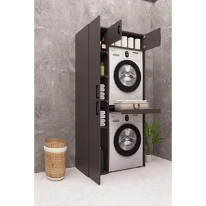 Mdf Çamaşır Makinesi ve Kurutma Makinesi Dolabı Standart antrasit