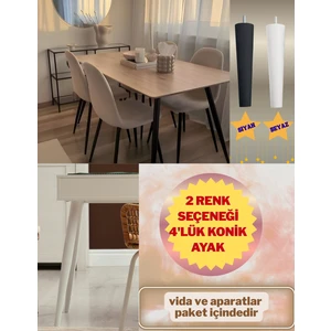 60CM 4'lük Beyaz ve Siyah Boyalı Masa Ayağı
