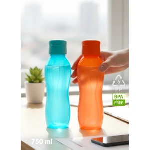 2’li Suluk Seti PP-5 Bpa Free Akıtmaz-Kokusuz Ofis-Spor-Okul Matarası Mavi Turuncu 750 ml