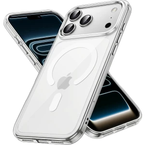 iPhone 17 Pro Max Kılıf Şeffaf Magsafe Magnetik Kamera Çıkıntılı Kılıf Kablosuz Şarj, Darbe Emici