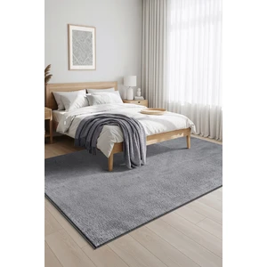 Yıkanabilir Kaymaz Taban Gri Renk Peluş Post Halı