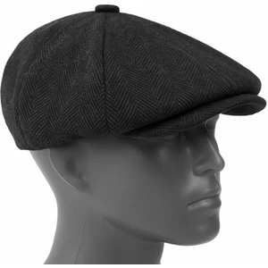 Erkek Kışlık Kaşe Kumaş Düğmeli Balık Sırtı Desenli Kasket Şapka (Newsboy Cap)