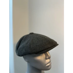 Erkek Kışlık Kaşe Kumaş Düğmeli Balık Sırtı Desenli Kasket Şapka (Newsboy Cap)