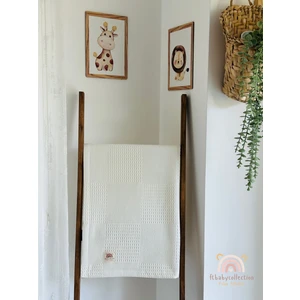 Ftbabycollection %100 Pamuk Waffle Pike Bebek Battaniyesi 90X100 CM –KREM