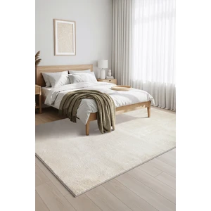 Yıkanabilir Kaymaz Taban Krem Renk Peluş Post Halı