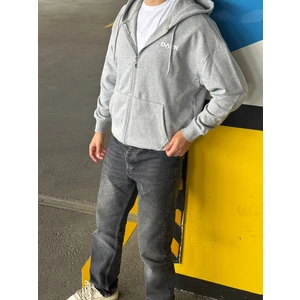 Erkek Overfit Baskılı Fermuarlı Kapüşonlu Hırka