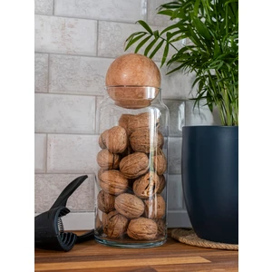Ahşap Top Kapaklı Cam Kavanoz - Çerezlik - Şekerlik - Saklama Kabı