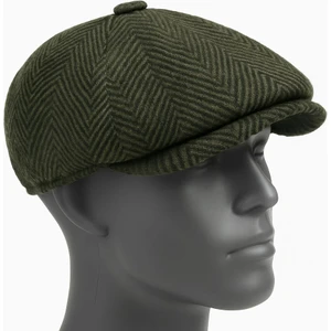 Erkek Kışlık Kaşe Kumaş Desenli Arkası Lastikli Standart Kasket Şapka (Newsboy Cap)