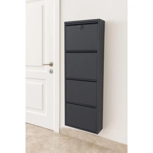 4 Lü Kilitli Antrasit Metal Ayakkabılık Karlıhome