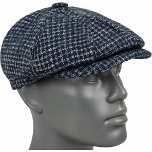 Erkek Kışlık Kaşe Kumaş Desenli Arkası Lastikli Standart Kasket Şapka (Newsboy Cap)