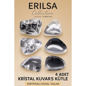Tesbih Atölyesi Sertifikalı Gerçek Kristal Kuvars Taşı Kütle – 4 Adetli Parlak ve Saf Doğal Taş