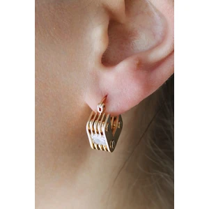 Vip Çelik Zirkon Taşlı Çift Taraflı Kullanılabilen Üçgen Zımba Model Küpe