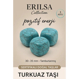 Tesbih Atölyesi Sertifikalı Tamburlanmış Doğal Firuze Turkuaz Taşı Kütle (3 Adet) – Bereket ve Koruma Taşı