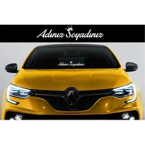 Oto Sticker Size Özel Isim Stance Taçlı  Cam Yazısı Araba Stickeri (30 Cm)