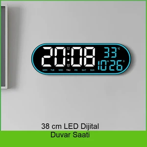 LED Duvar Saati Büyük Ekran, Geri Sayım, Alarm, Kumanda, Sıcaklık ve Tarih Gösterimi, USB