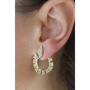 Vıp Çelik Zirkon Taş Işlemeli Sarmal Model Halka Küpe