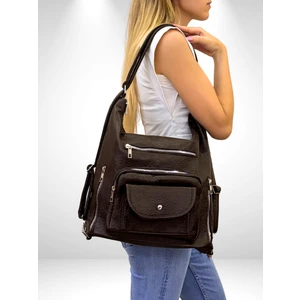 Kadın Çok Gözlü Sırt ve Omuz Çantası, Sırt Çantası, Çok Gözlü Çanta, Yıkama Deri Çanta