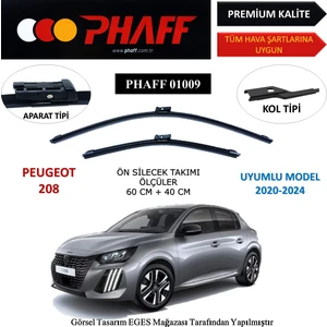 Peugeot 208 (2020-2024) Ön Silecek Süpürgesi 600MM + 400MM
