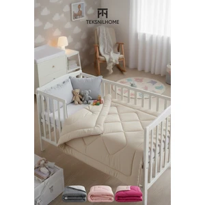 Teksnil Home | Pamuklu Welsoft Bebek Yorganı 95X145 cm Yumuşak Çift Taraflı Bej Bebek Yorgan