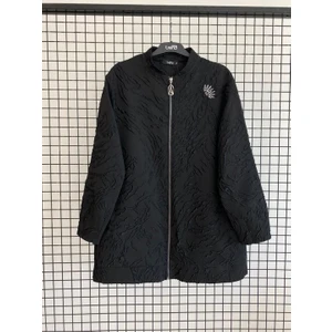 Armine Trend Kumaşı Kabartmalı Fermuarlı Tunik Siyah 25KT423