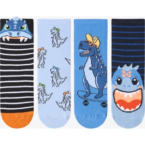 Erkek Çocuk Angry Dino Pamuklu 4'lü Soket Çorap