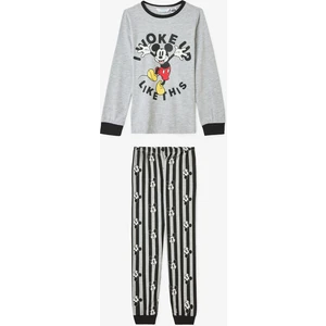 Gri Melanj Erkek Çocuk Mickey Mouse Baskılı Uzun Kollu Pijama Takımı