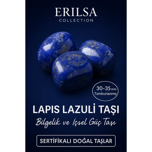 Tesbih Atölyesi Sertifikalı Tamburlanmış Lapis Lazuli Taşı Kütle 30-35 mm – Bilgelik ve İçsel Güç Taşı