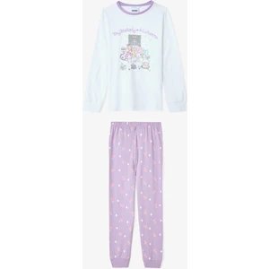 Lila Kız Çocuk Kuromi Friends Uzun Kollu Pamuklu Pijama Takımı