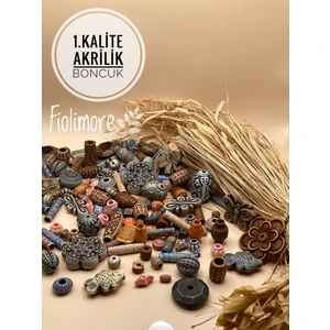 Akrilik Boncuk (50 Gram 80-95 Adet) Farklı Desen-Farklı Ölçü-Karışık-Aksesuar-Renkli-Çeşit