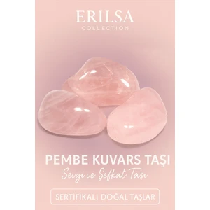 Tesbih Atölyesi Sertifikalı Tamburlanmış Pembe Kuvars Taşı Kütle 30-35 mm – Sevgi ve Şefkatin Taşı