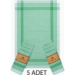Teksnil Home Pamuklu Yeşil Renkli Pötikareli 5 Adet Kurulama Bezi,beslenme Örtüsü,servis Peçetesi 40X60