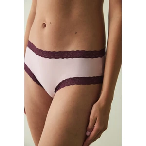 Gül Kurusu Dantelli Pamuklu Normal Bel Hipster Külot