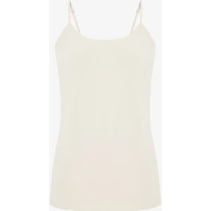 Bej V Yaka İnce Askılı Pamuklu Atlet