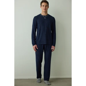 Lacivert Erkek Basic Uzun Kollu Pijama Takımı