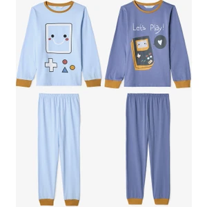 Erkek Çocuk Let's Play Oyun Desenli Pamuklu Uzun Kollu 2'li Pijama Takımı
