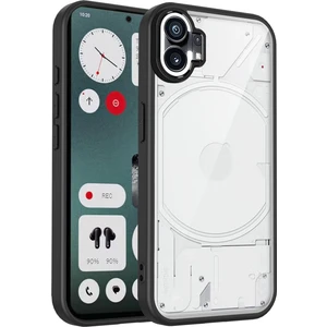 Nothing Phone 1,için Eabhulie Kılıf, Kamera Lens Korumalı Hibrit 2'si 1 Arada Şeffaf Kılıf-Siyah (Yurt Dışından)