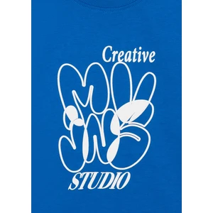 Mvjns Baskılı Crop Mavi Tişört 7610275-70910