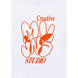 Mvjns Baskılı Crop Beyaz Tişört 7610275-620